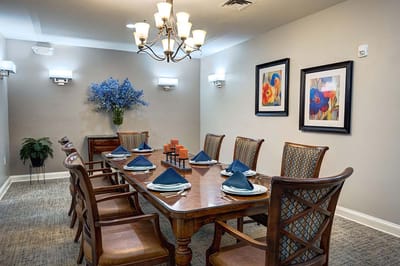 Elegant dining room setting with a large table