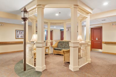 Interior seating area with a decorative gazebo