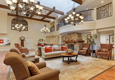 Warm and inviting common area with comfortable seating