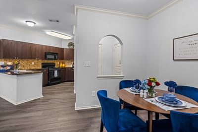Cozy dining setup in a well-lit common area