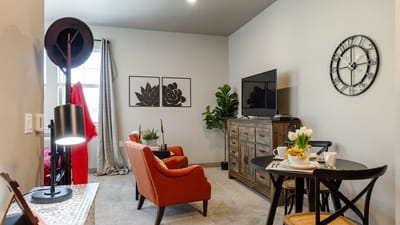 Cozy living area with seating and decor