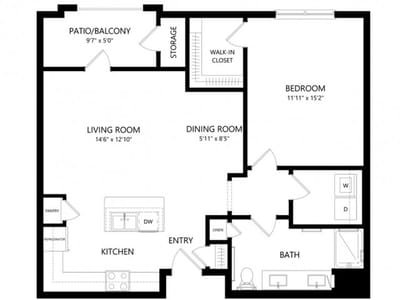 Architectural floor plan of a living space
