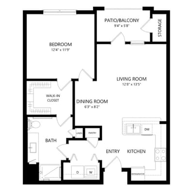 Architectural floor plan for a residential unit