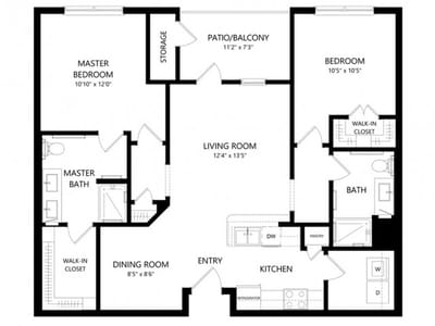 Architectural floor plan of a residential unit