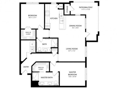 Architectural floor plan of a residential unit