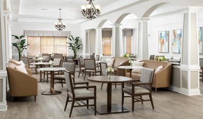 Modern common area with seating and decor