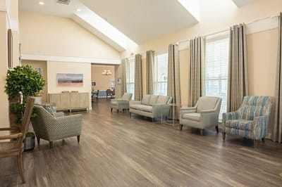 Bright common area with comfortable seating