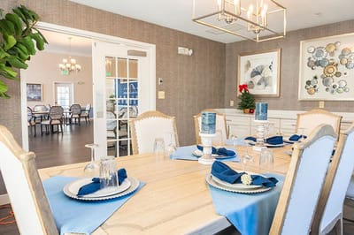 Decorated dining room with elegant table setting