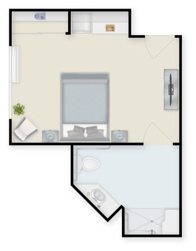 Architectural floor plan of a resident room
