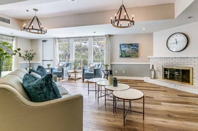 Bright common area with comfortable seating and natural light