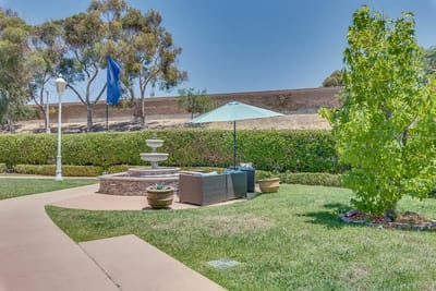 Garden area with fountain and seating