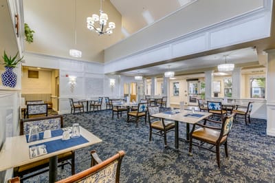 Bright dining room with elegant furnishings and decor