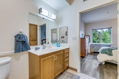 Bright interior view of a resident's bathroom