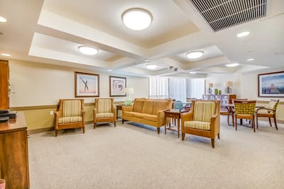 Bright common area with comfortable seating