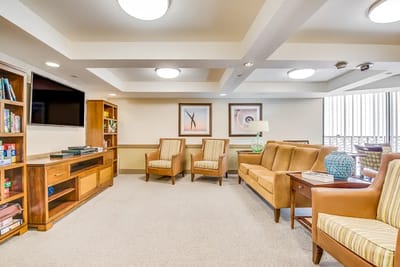 Bright common area with comfortable seating