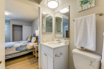 Cozy resident room with a bed and bathroom