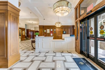 Interior view of the reception area in Pacific Grove Senior Living