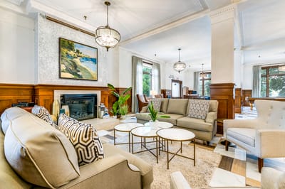 Interior common area with seating and artwork