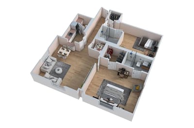 3D floor plan of a residential unit