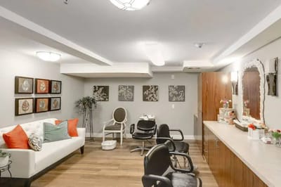 Interior view of a hair salon in a senior living facility