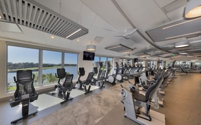 Interior view of a fitness area with exercise equipment