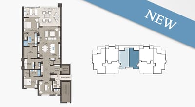 Architectural floor plan of resident units