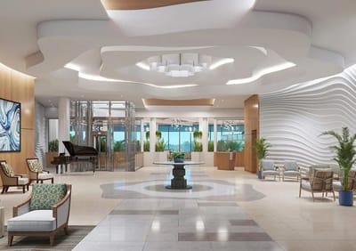 Spacious lobby area with elegant design elements
