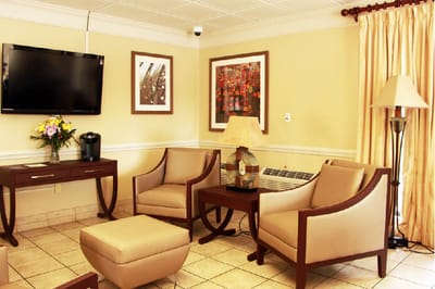 Cozy common area with seating and decor