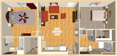 Architectural floor plan of a resident unit in a facility