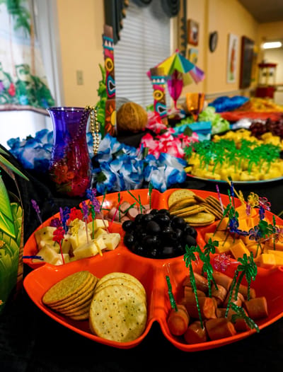Colorful food platters for a celebration event