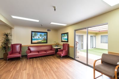Bright interior lounge area with seating