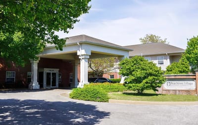 Exterior view of Peachtree Village building entrance