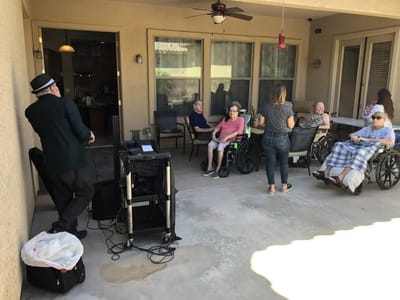 Residents participating in an outdoor activity.