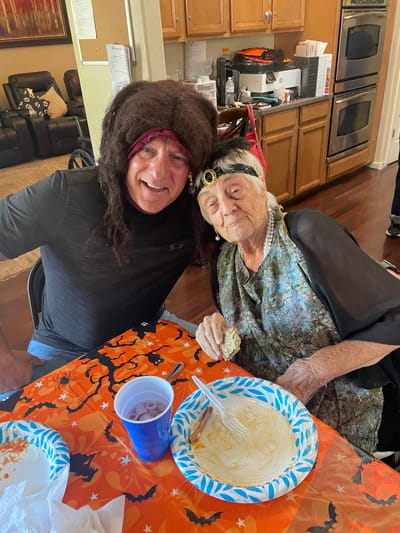 Residents enjoying a festive meal together