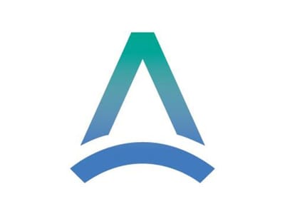 Abstract logo design with green and blue colors.