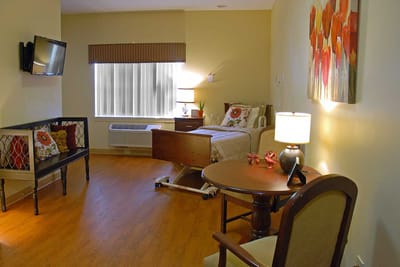 Comfortable private resident room with decor