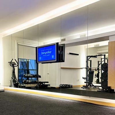 Interior view of a physical therapy gym with equipment