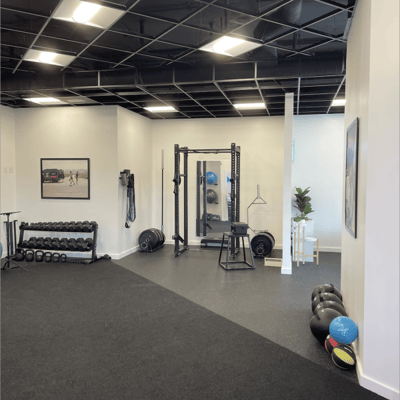 Interior view of a physical therapy gym space.