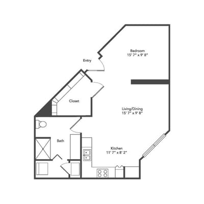 Architectural floor plan of a living unit