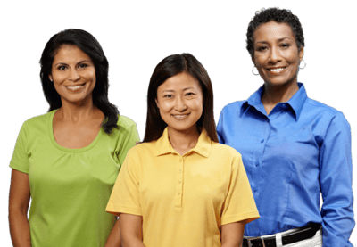 Three staff members smiling together