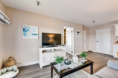 Cozy interior living space with a television and decor