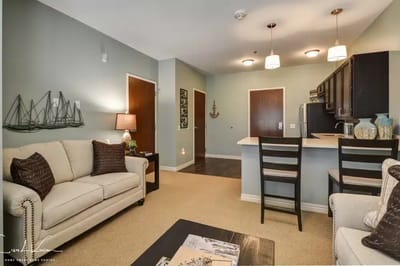 Cozy interior of a resident room with modern decor