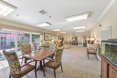 Bright common area with comfortable seating