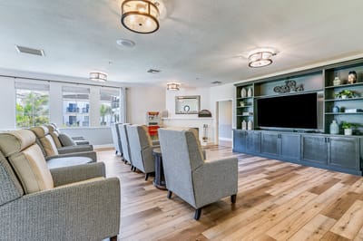 Bright common area with comfortable seating