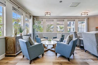 Bright common area with comfortable seating