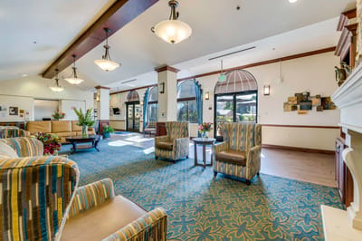 Bright and spacious lobby area with seating
