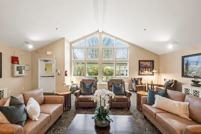 Bright and welcoming common area with comfortable seating