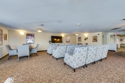 Common area with seating and a television