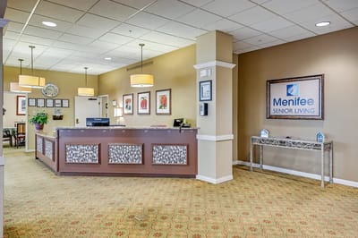 Interior view of the Menifee Senior Living reception area