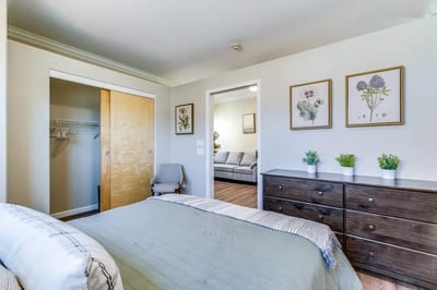 Cozy resident room with bed and decor